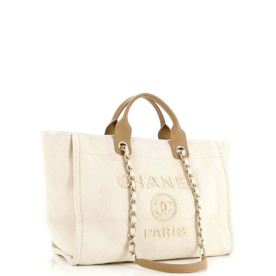 Deauville Tote Pearl Embellished Canvas Medium