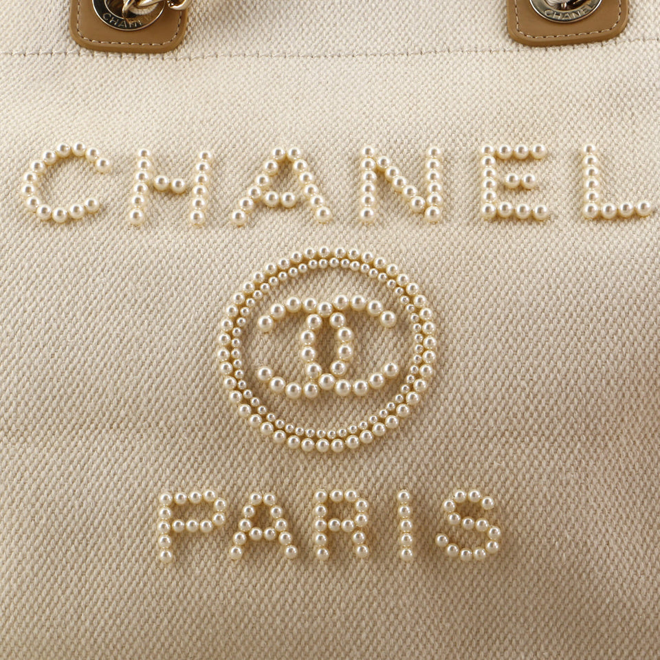 Deauville Tote Pearl Embellished Canvas Medium