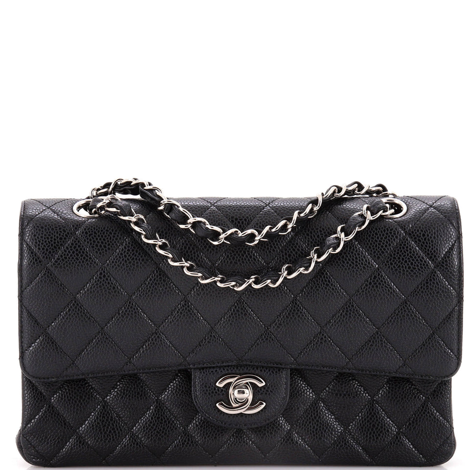 Vintage Classic Double Flap Bag Quilted Caviar Medium