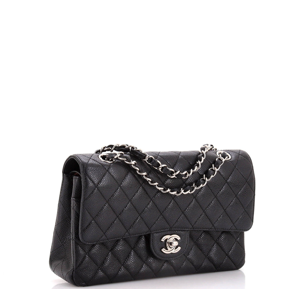 Vintage Classic Double Flap Bag Quilted Caviar Medium