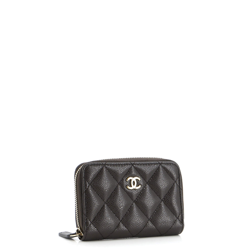 CC Zip Coin Purse Quilted Caviar Small