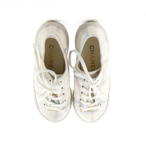 Women's CC Lace Up Sneakers Printed Quilted Canvas
