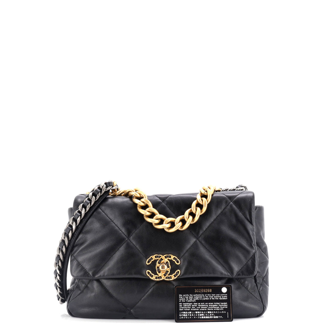 19 Flap Bag Quilted Leather Large