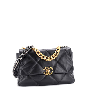 19 Flap Bag Quilted Leather Large