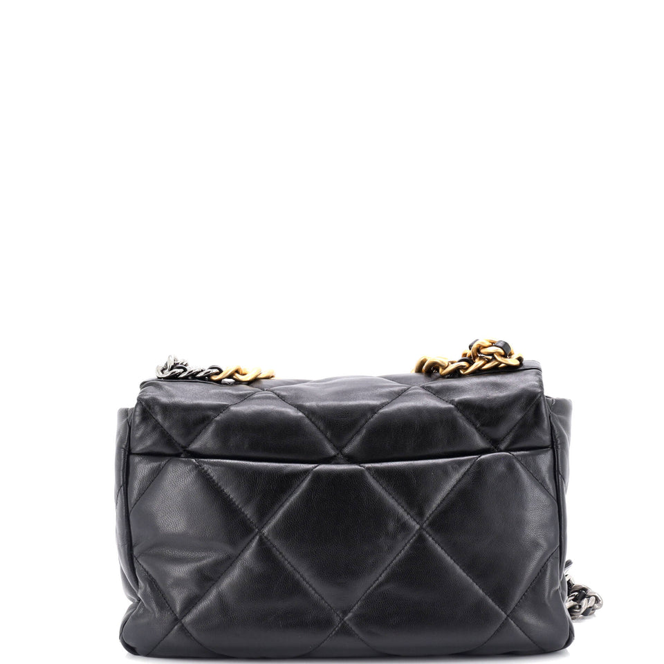 19 Flap Bag Quilted Leather Large