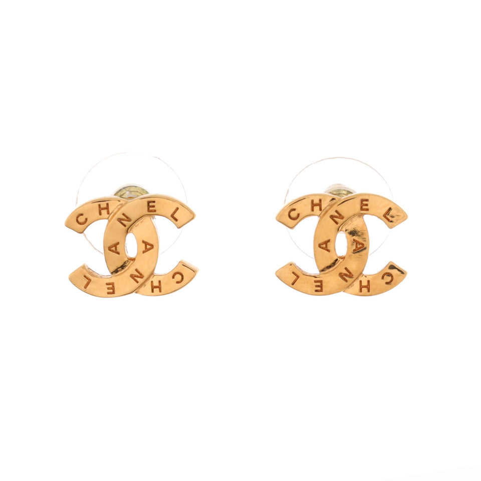CC Paris Button Stud Earrings Metal