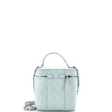 CC Top Handle Vanity Case with Chain Quilted Caviar Small