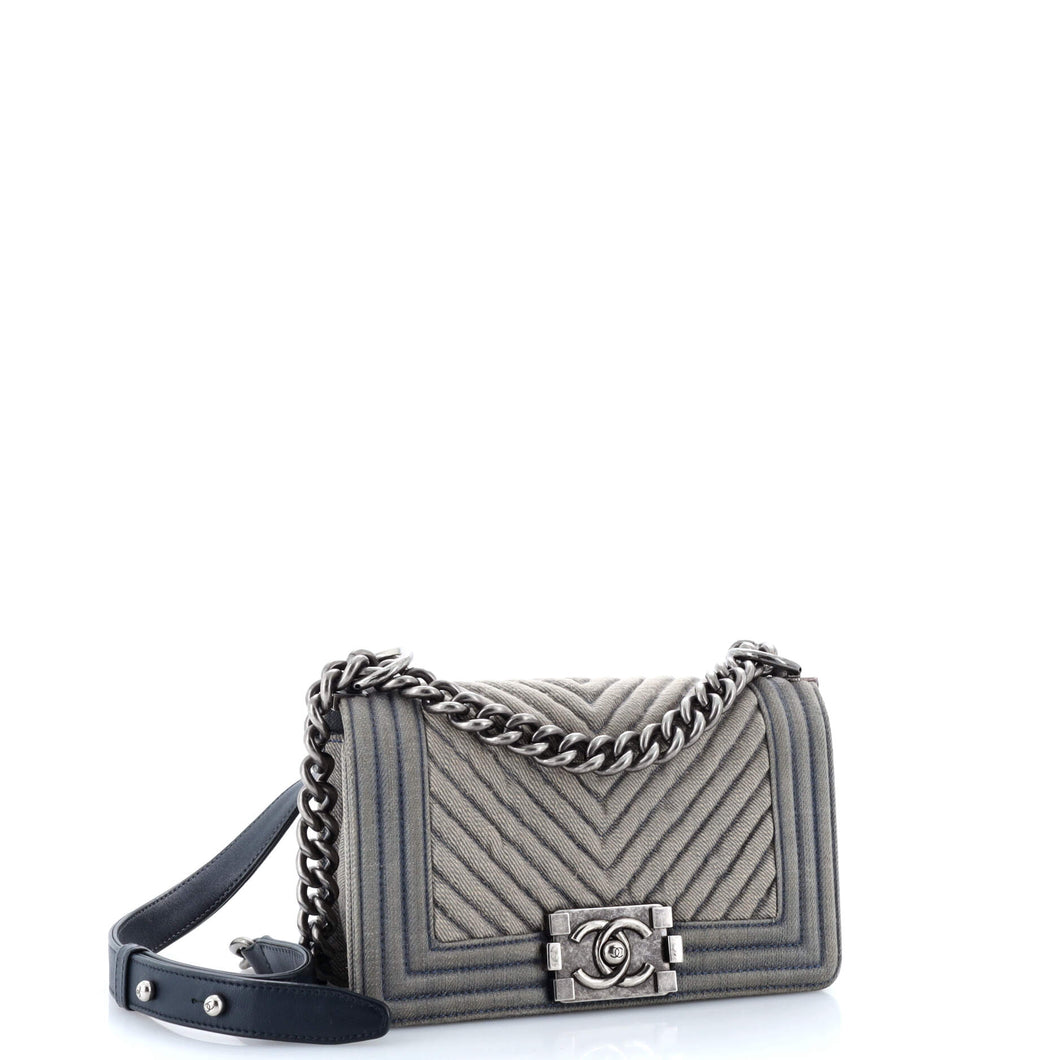 Boy Flap Bag Chevron Denim Small