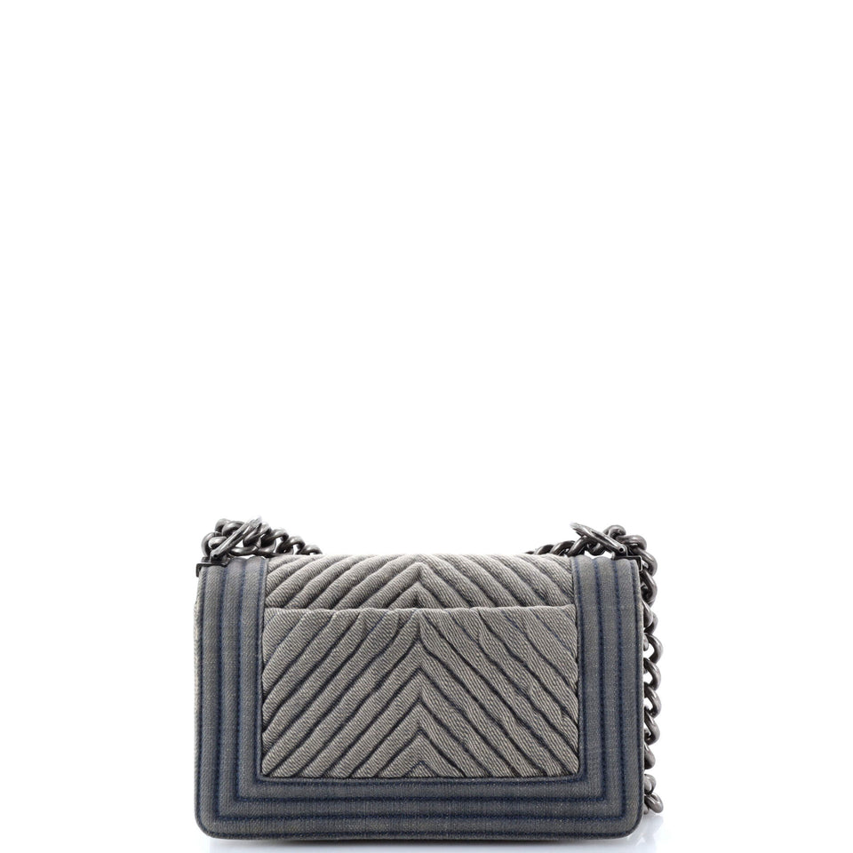 Boy Flap Bag Chevron Denim Small