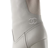 Women's CC Logo Short Boots Leather with Stretch Fabric