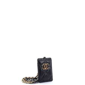 19 ID Card Holder on Chain Quilted Goatskin