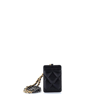 19 ID Card Holder on Chain Quilted Goatskin