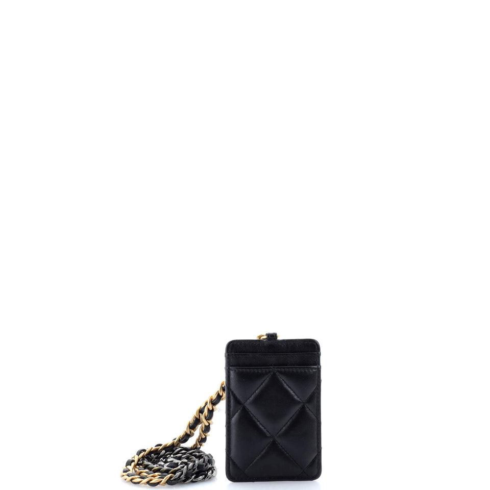 19 ID Card Holder on Chain Quilted Goatskin