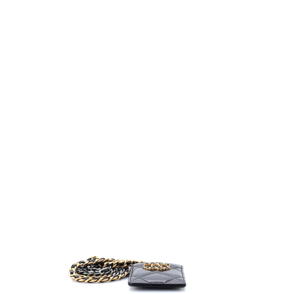 19 ID Card Holder on Chain Quilted Goatskin