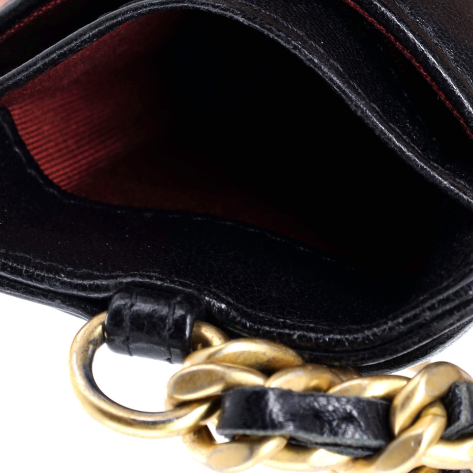 19 ID Card Holder on Chain Quilted Goatskin