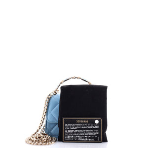 Coco Enamel Top Handle Flap Clutch with Chain Quilted Lambskin