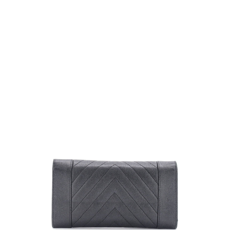 Mademoiselle Vintage Flap Wallet Chevron Caviar Long