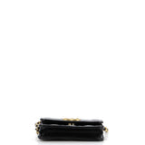 Textured CC Card Holder on Chain Quilted Shiny Calfskin