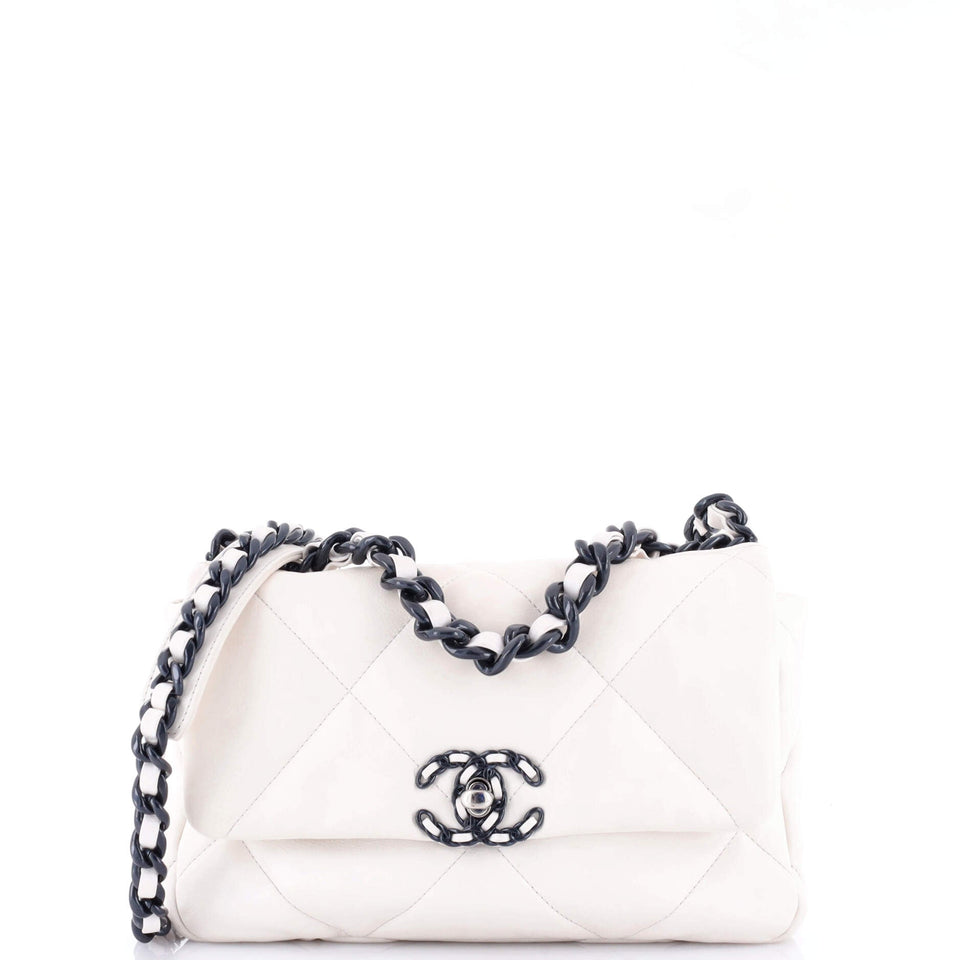 19 Flap Bag Quilted Glossy Calfskin Medium