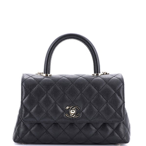 Coco Top Handle Bag Quilted Caviar Mini