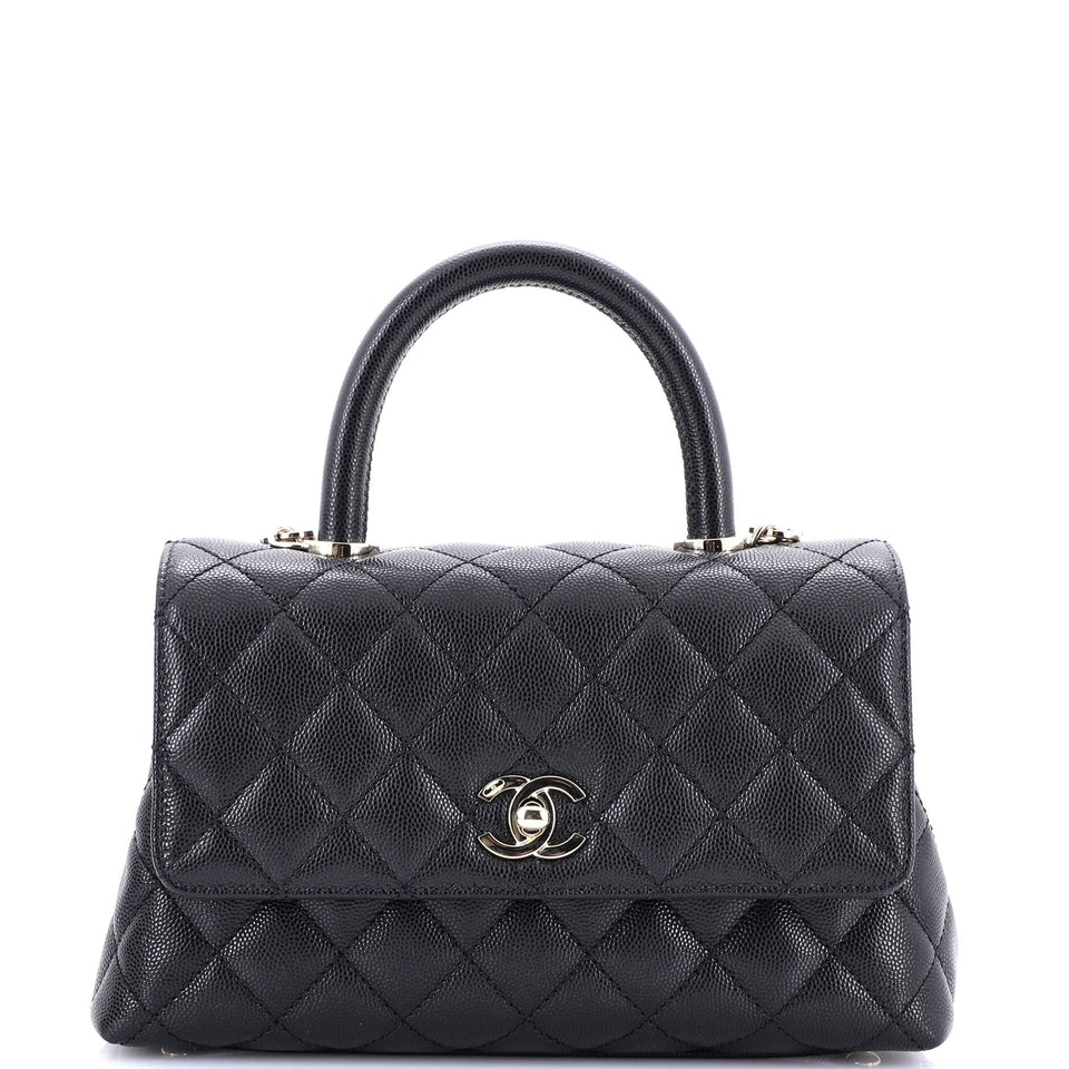 Coco Top Handle Bag Quilted Caviar Mini