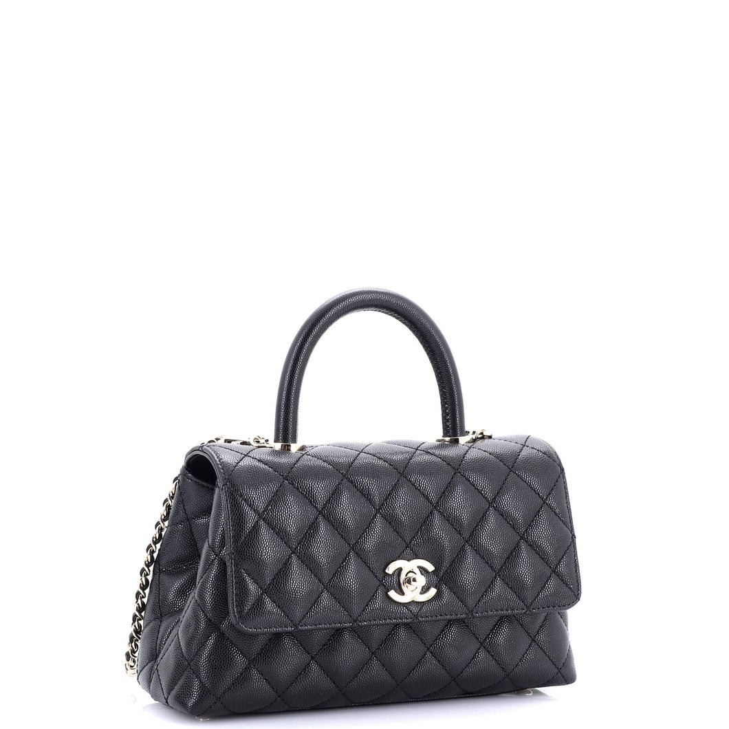 Coco Top Handle Bag Quilted Caviar Mini