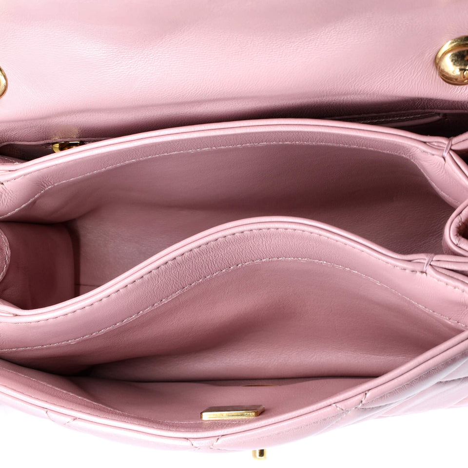 Color Match Flap Bag Quilted Lambskin Small