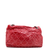 Double Stitch Flap Bag Quilted Glazed Calfskin Large