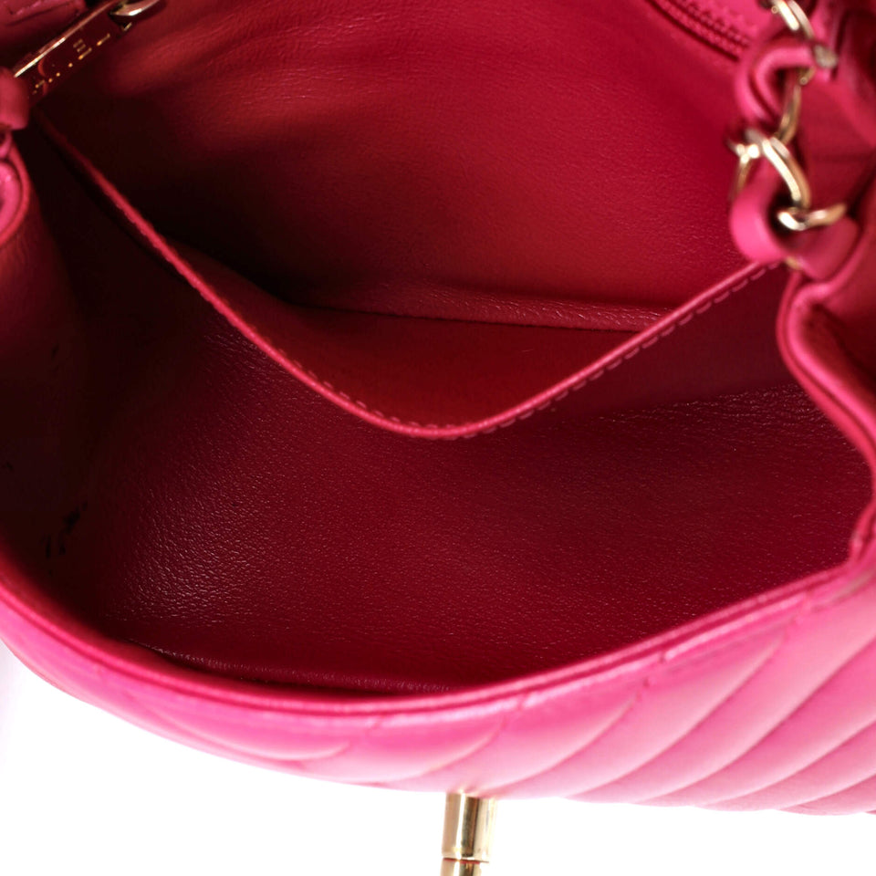 Square Classic Single Flap Bag Chevron Lambskin Mini
