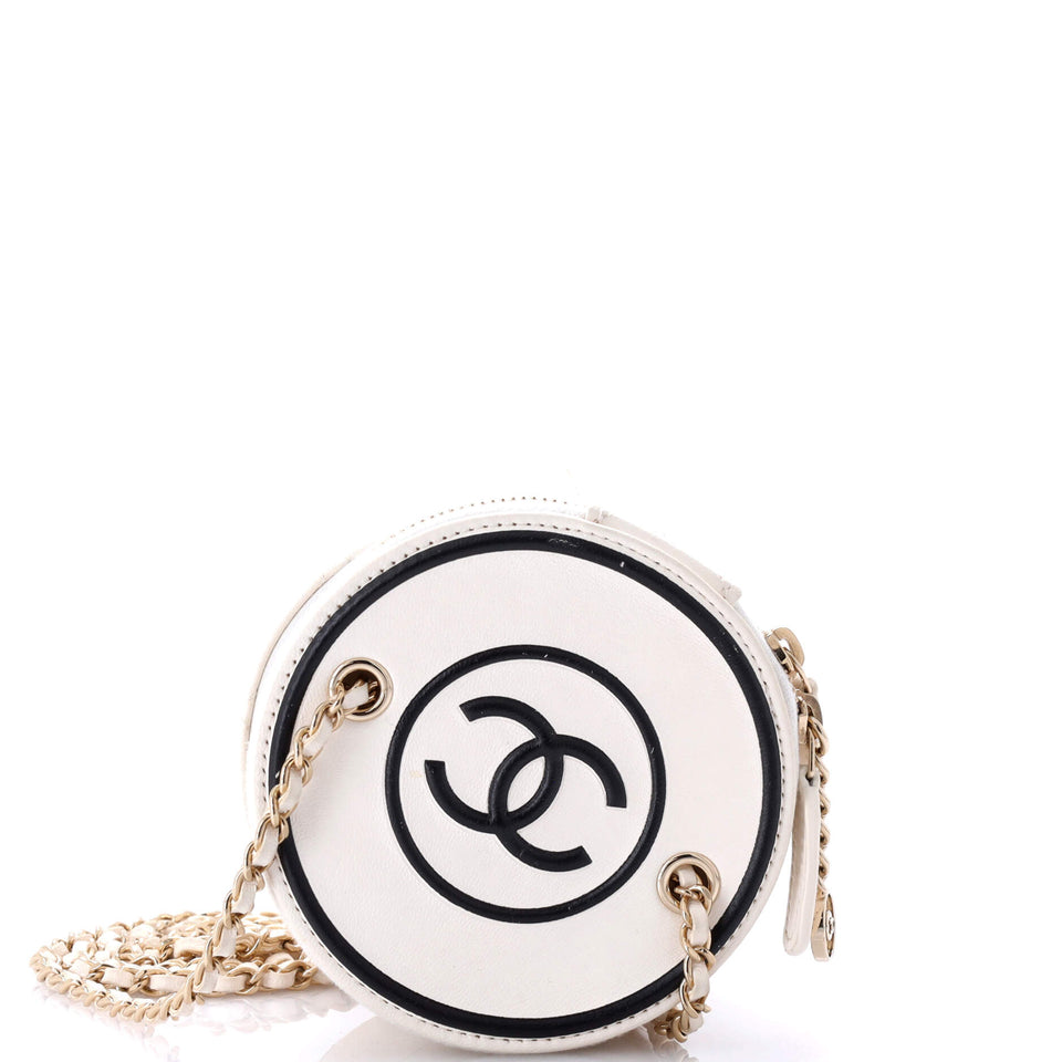 CC Round Vanity Case with Chain Quilted Lambskin Mini