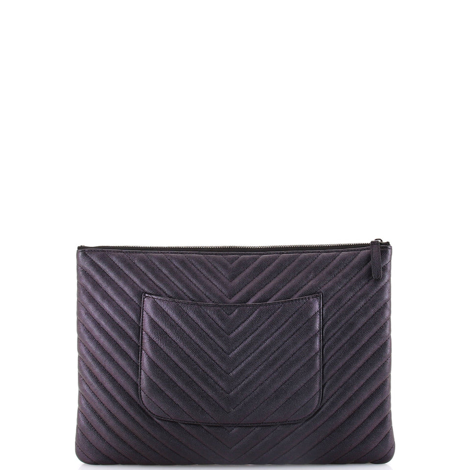 O Case Clutch Chevron Caviar Large