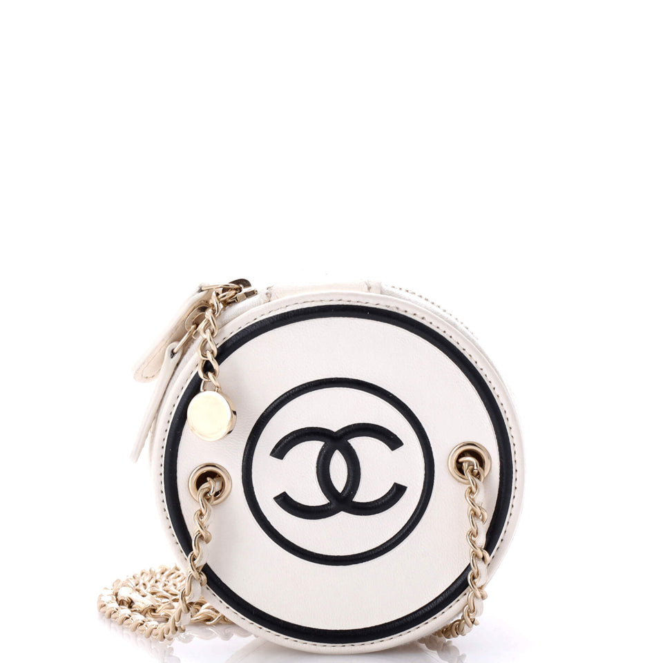 CC Round Vanity Case with Chain Quilted Lambskin Mini