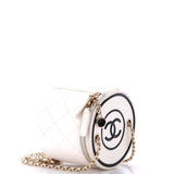 CC Round Vanity Case with Chain Quilted Lambskin Mini
