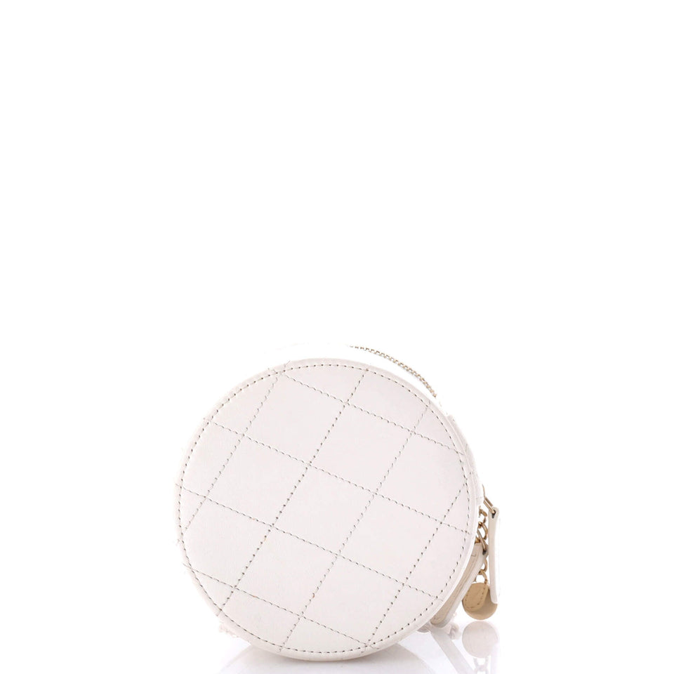 CC Round Vanity Case with Chain Quilted Lambskin Mini