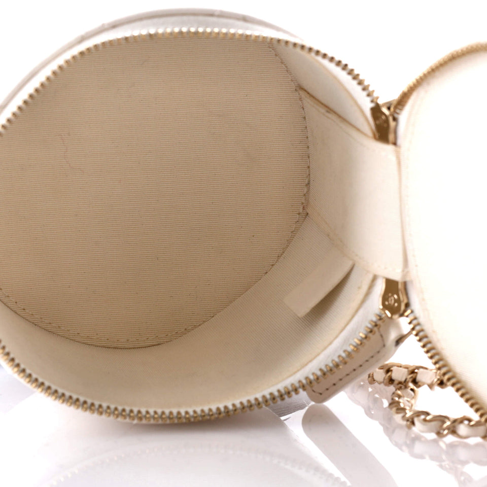 CC Round Vanity Case with Chain Quilted Lambskin Mini