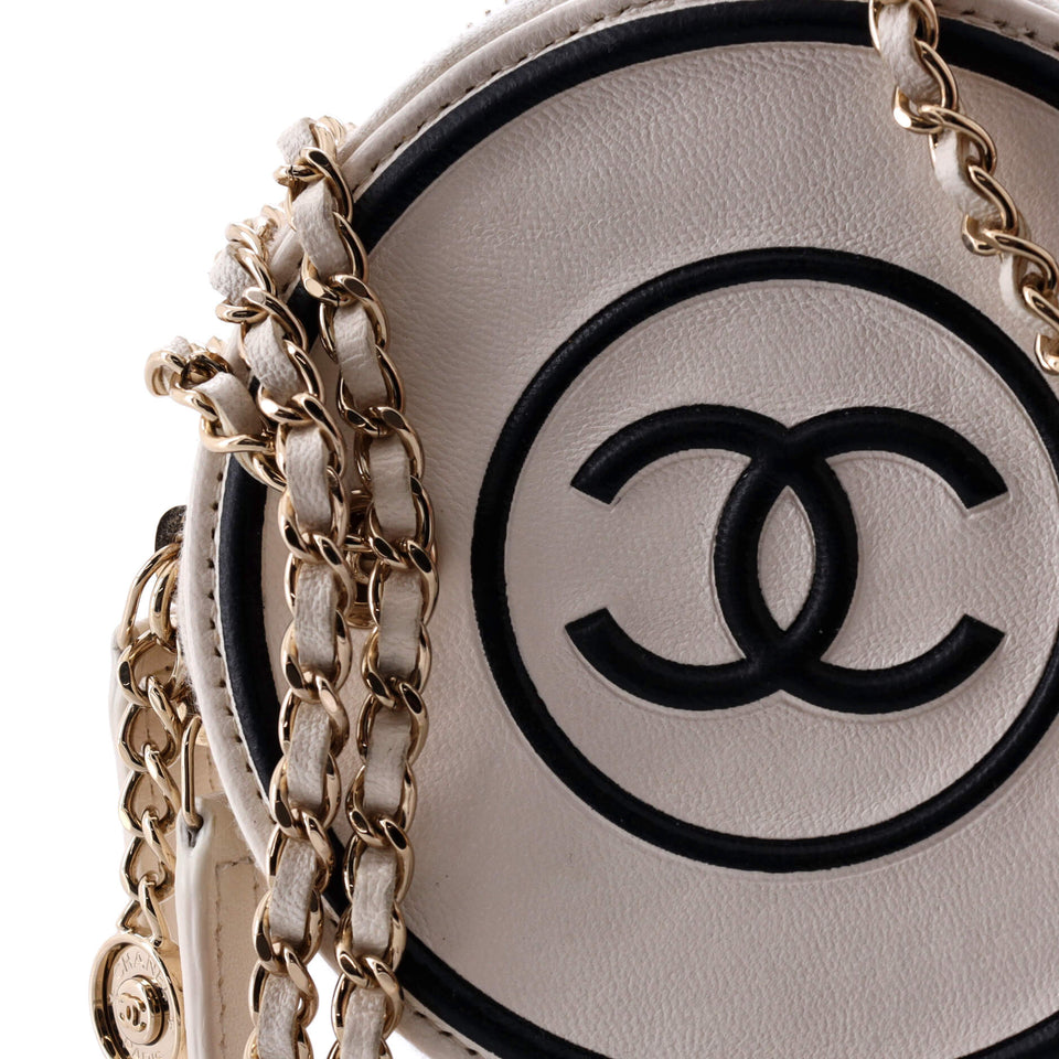 CC Round Vanity Case with Chain Quilted Lambskin Mini