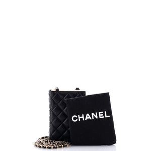 CC Book Card Holder with Chain Quilted Lambskin