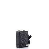CC Book Card Holder with Chain Quilted Lambskin
