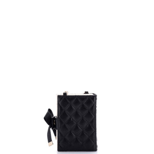 CC Book Card Holder with Chain Quilted Lambskin