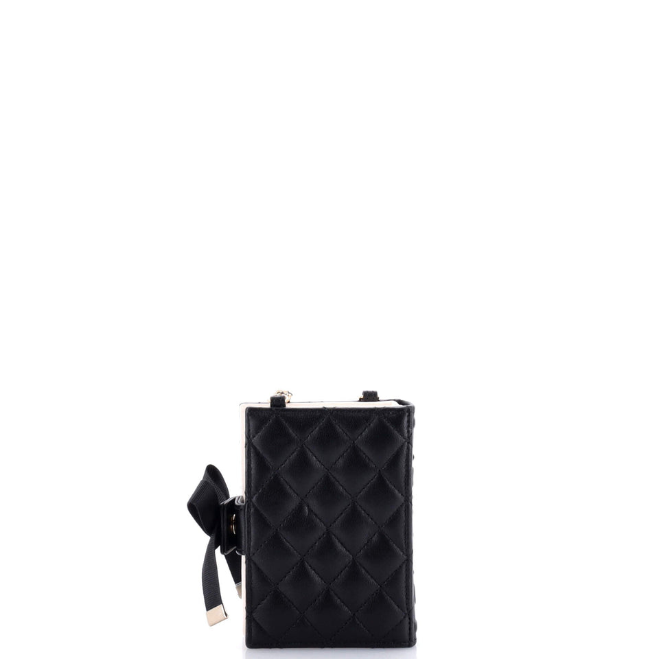 CC Book Card Holder with Chain Quilted Lambskin