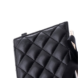 CC Book Card Holder with Chain Quilted Lambskin