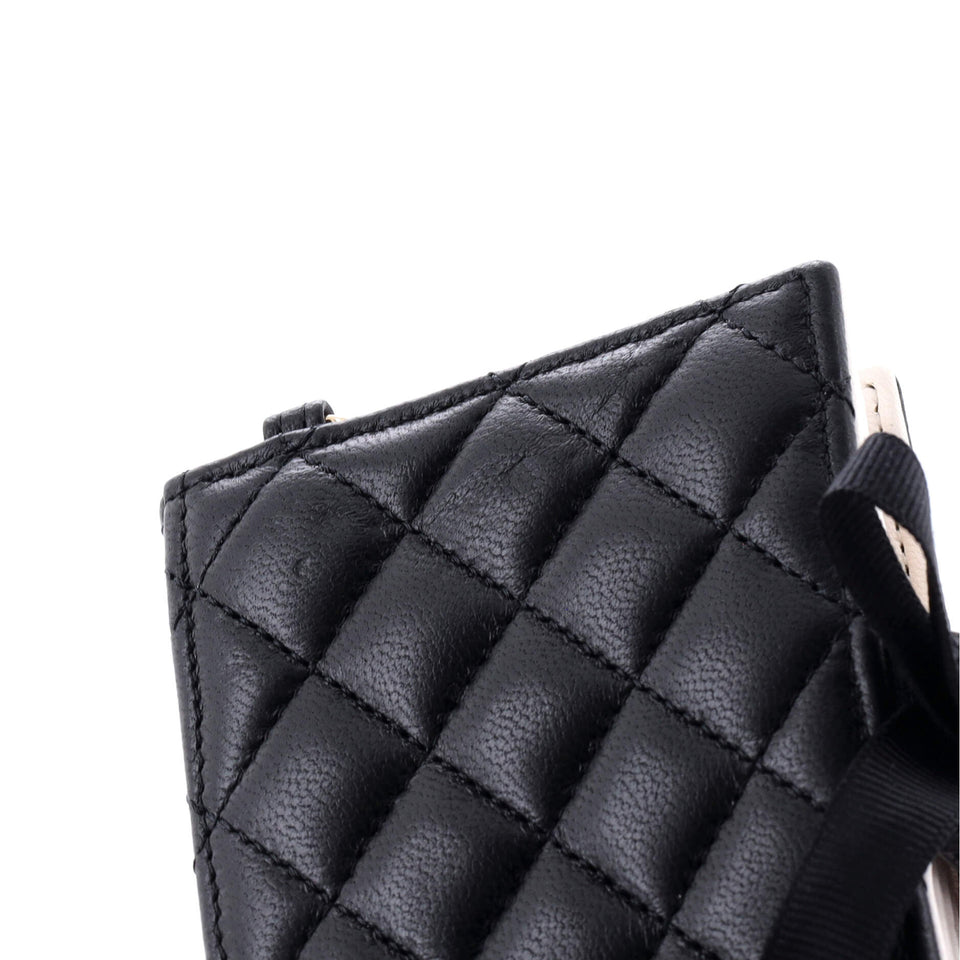CC Book Card Holder with Chain Quilted Lambskin