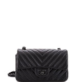 So Black Classic Single Flap Bag Chevron Lambskin Mini