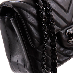 So Black Classic Single Flap Bag Chevron Lambskin Mini