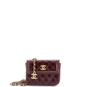 CC Flap Chain Belt Bag Quilted Shiny Aged Calfskin
