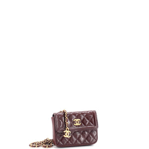 CC Flap Chain Belt Bag Quilted Shiny Aged Calfskin