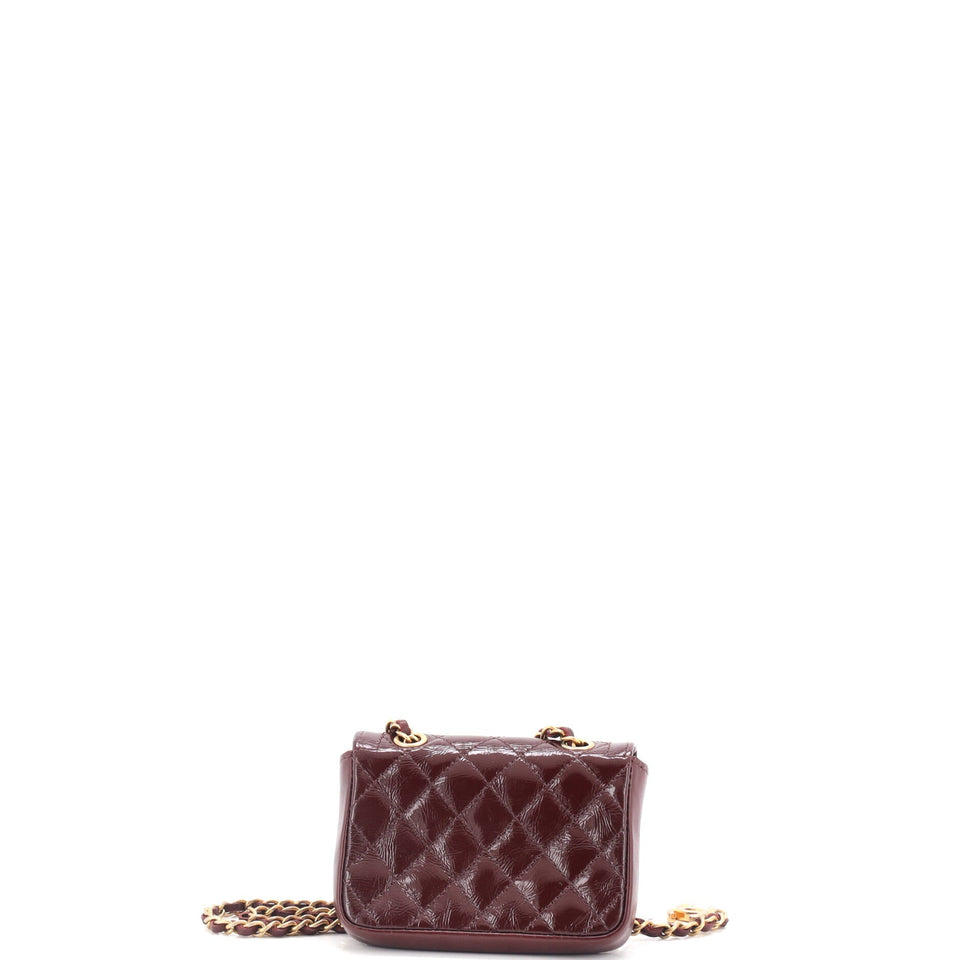 CC Flap Chain Belt Bag Quilted Shiny Aged Calfskin