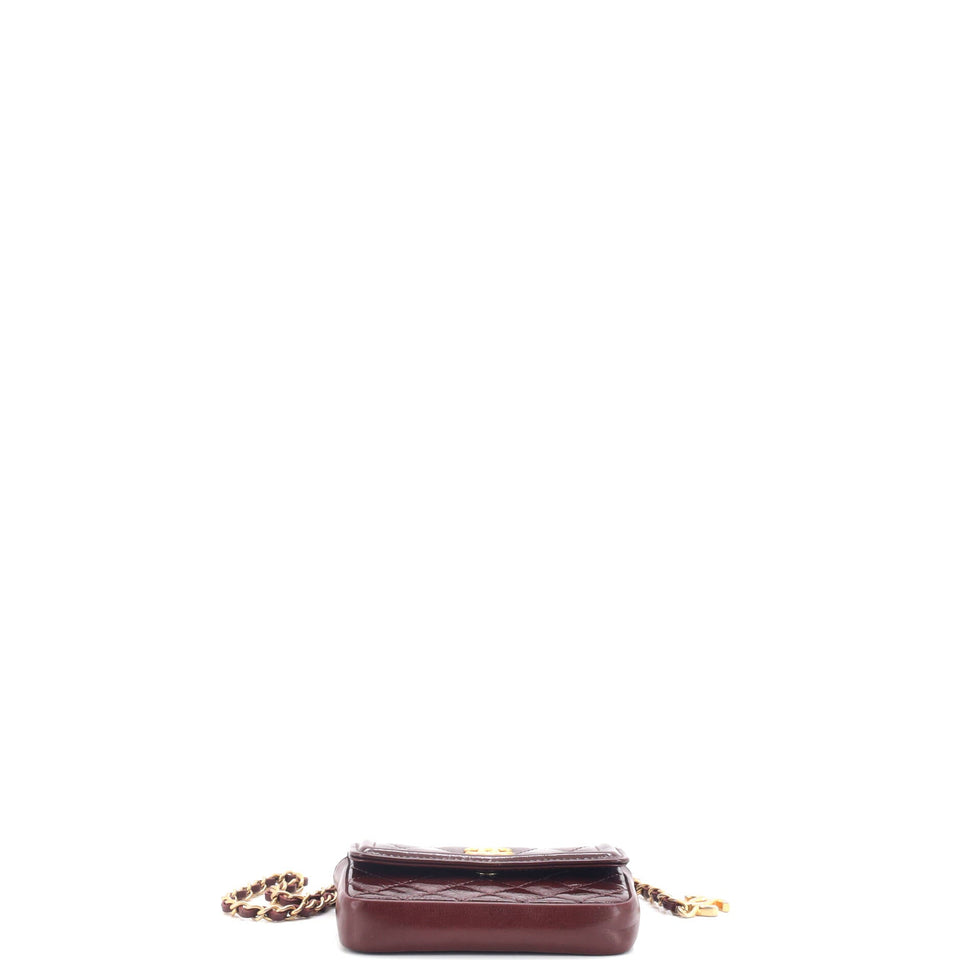 CC Flap Chain Belt Bag Quilted Shiny Aged Calfskin