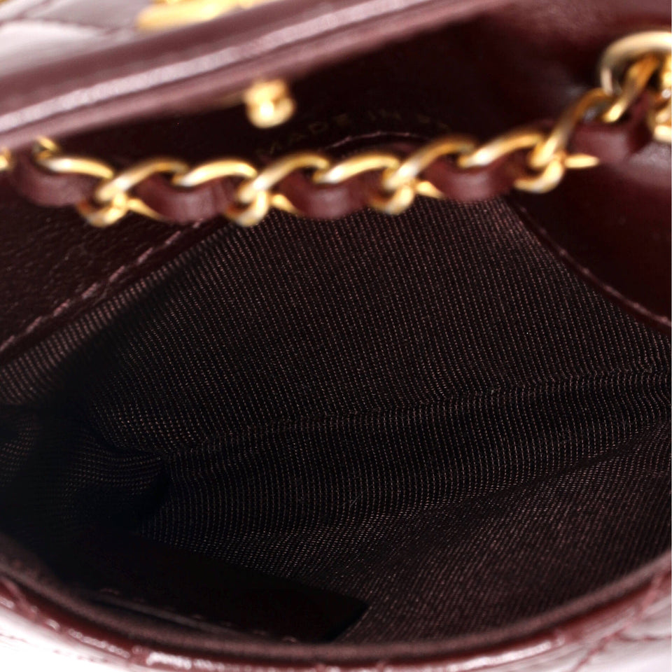 CC Flap Chain Belt Bag Quilted Shiny Aged Calfskin