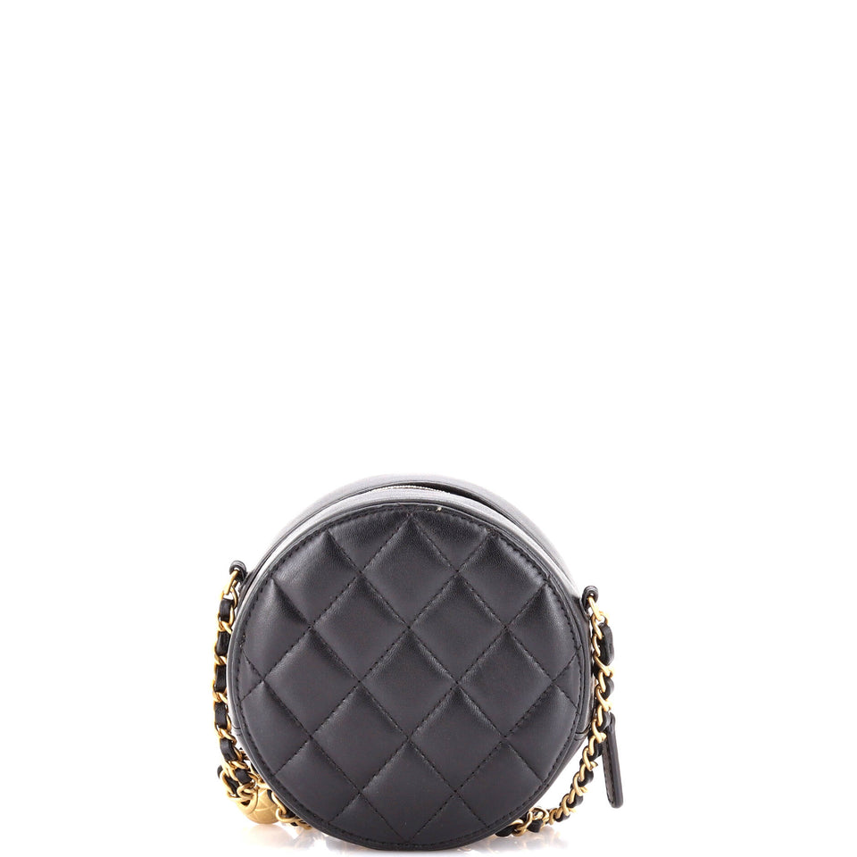 Pearl Crush Round Clutch with Chain Quilted Lambskin